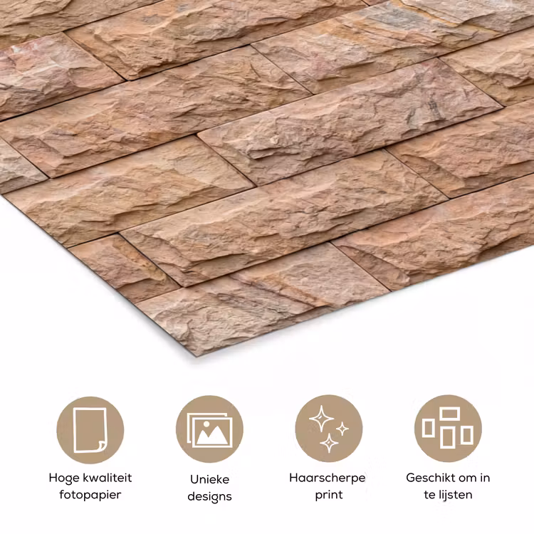 Poster - Muur - Steen - Ruw - Textuur - Beige — 5