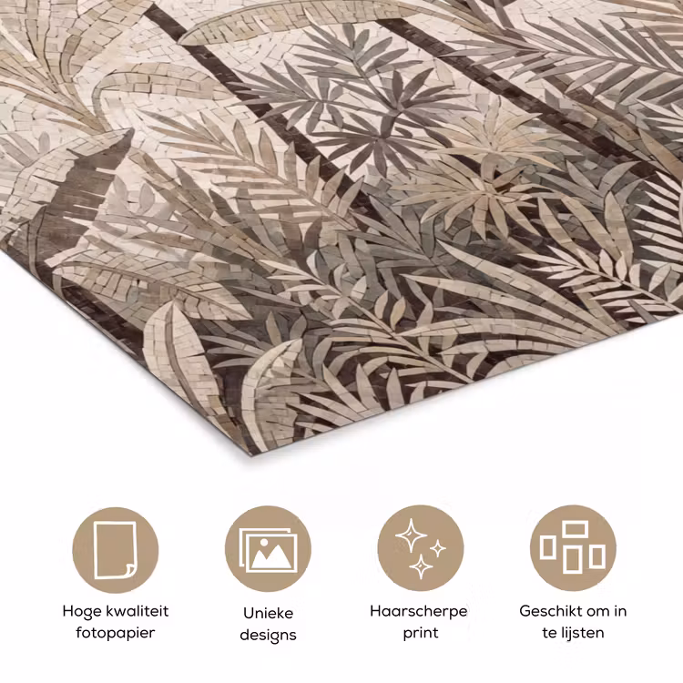Poster - Natuur - Bladeren - Landschap - Mozaïek - Beige — 5