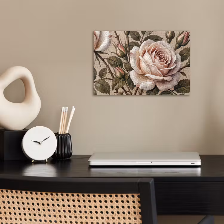 Poster - Roos - Mozaïek - Bloemen - Klassiek - Beige — 2