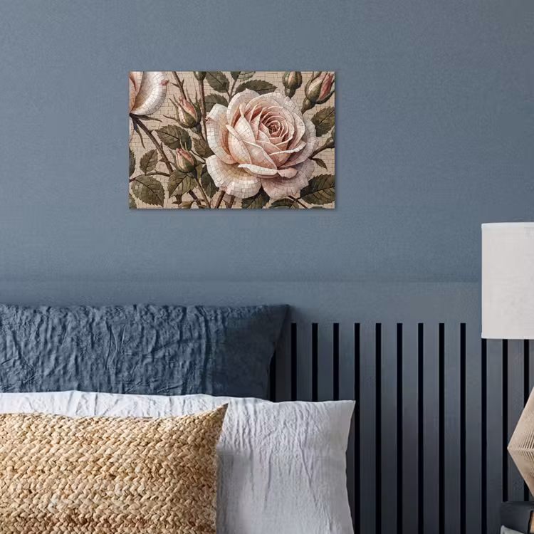 Poster - Roos - Mozaïek - Bloemen - Klassiek - Beige — 3