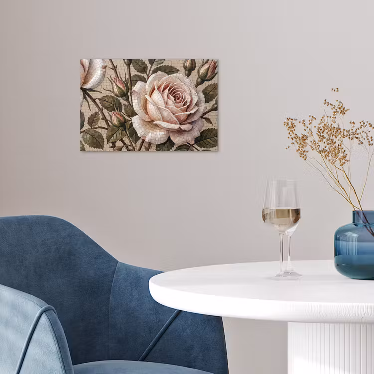 Poster - Roos - Mozaïek - Bloemen - Klassiek - Beige — 4