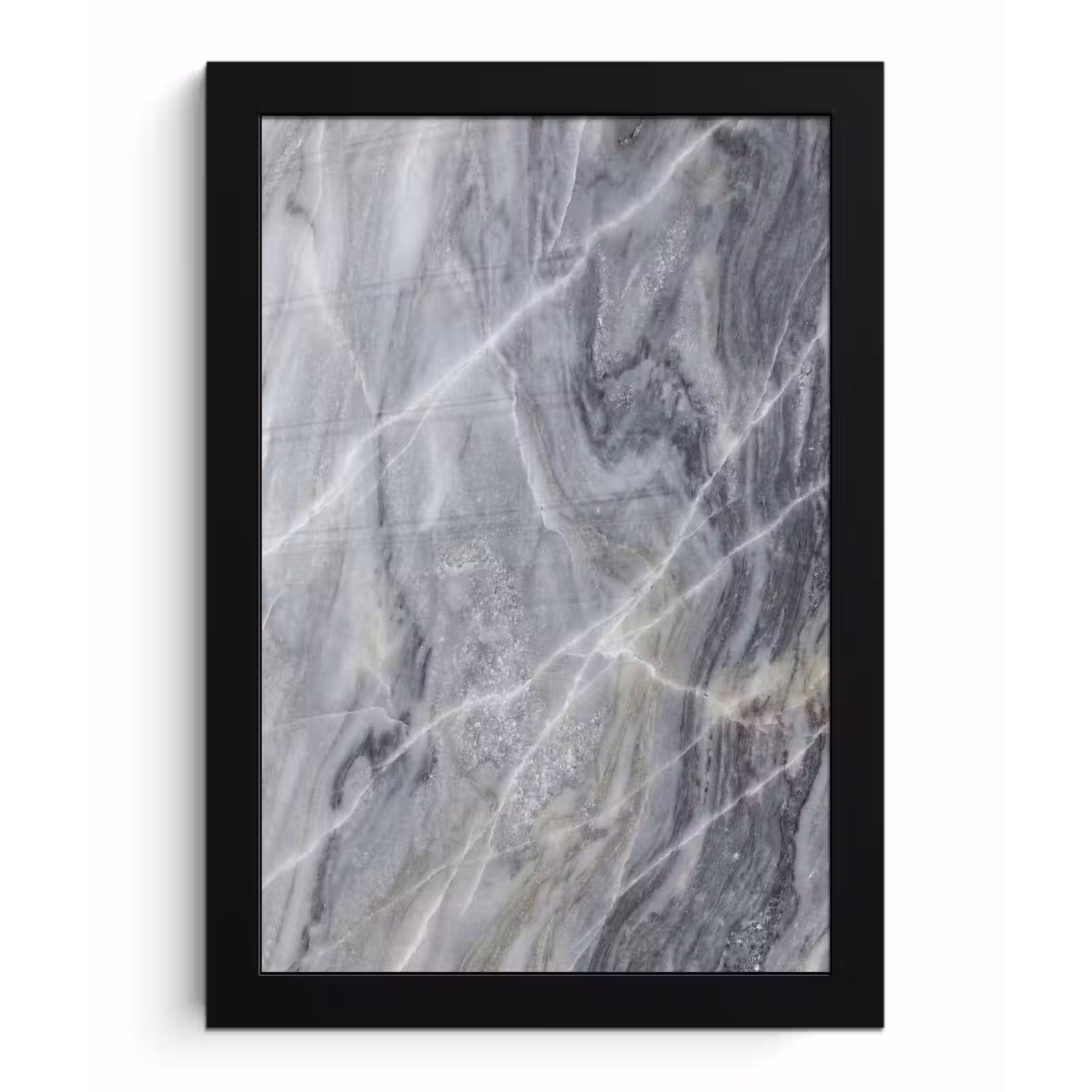 Poster met lijst - Marmer - Ader - Patroon - Abstract - Grijs — 1