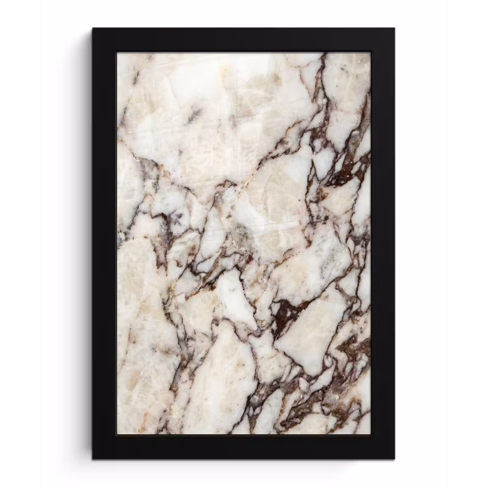 Poster met lijst - Marmer - Textuur - Abstract - Wit - Bruin — 1