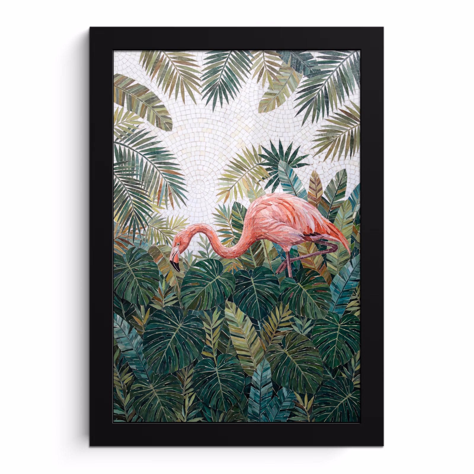 Poster met lijst - Natuur - Bladeren - Abstract - Groen - Vogel — 1