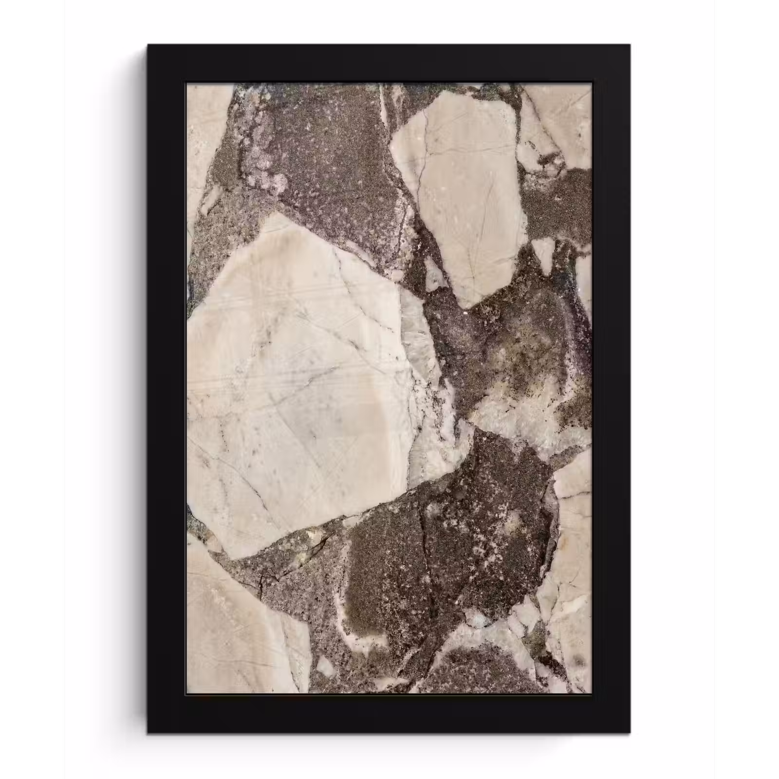Poster met lijst - Textuur - Marmer - Abstract - Beige - Bruin — 1