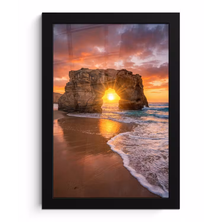 Poster met lijst - Kust - Rots - Zonsondergang - Zee - Natuur — 1