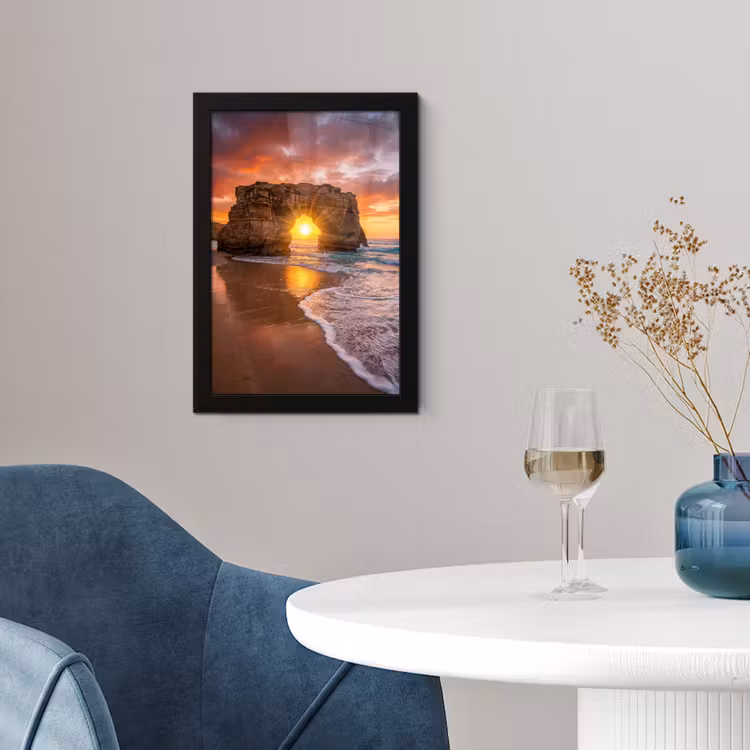 Poster met lijst - Kust - Rots - Zonsondergang - Zee - Natuur — 2