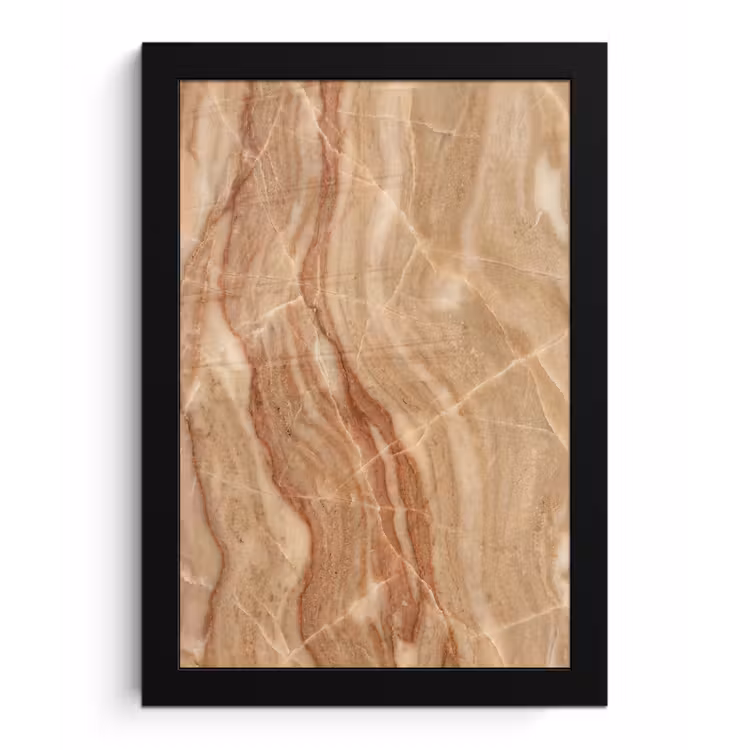 Poster met lijst - Marmer - Ader - Natuur - Abstract - Beige — 1