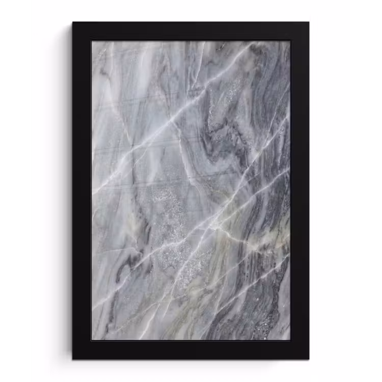 Poster met lijst - Marmer - Ader - Patroon - Abstract - Grijs — 1