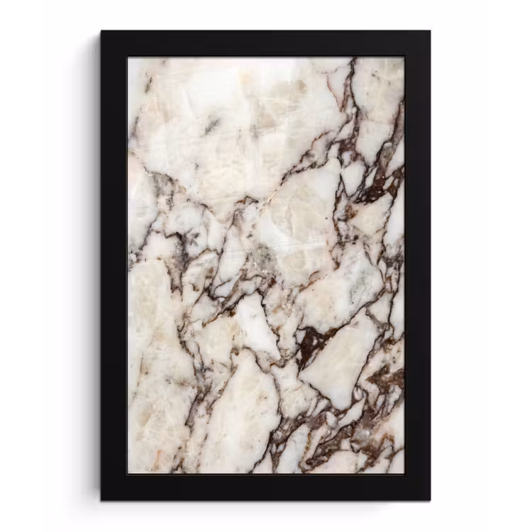 Poster met lijst - Marmer - Textuur - Abstract - Wit - Bruin — 1