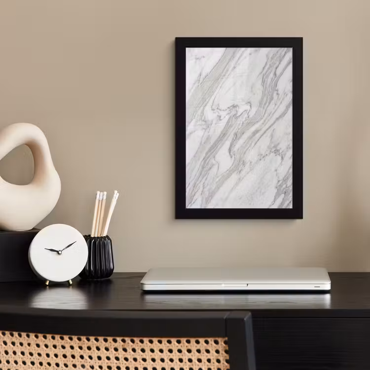 Poster met lijst - Marmer - Wit - Grijs - Structuur - Modern — 3
