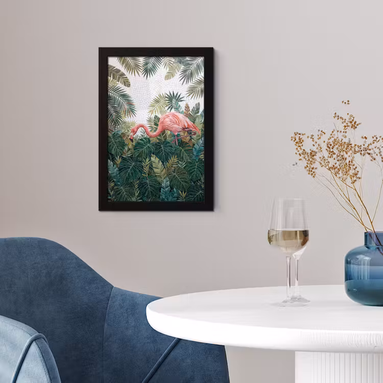 Poster met lijst - Natuur - Bladeren - Abstract - Groen - Vogel — 2