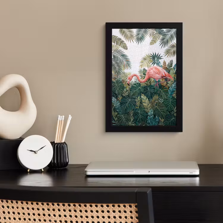 Poster met lijst - Natuur - Bladeren - Abstract - Groen - Vogel — 3