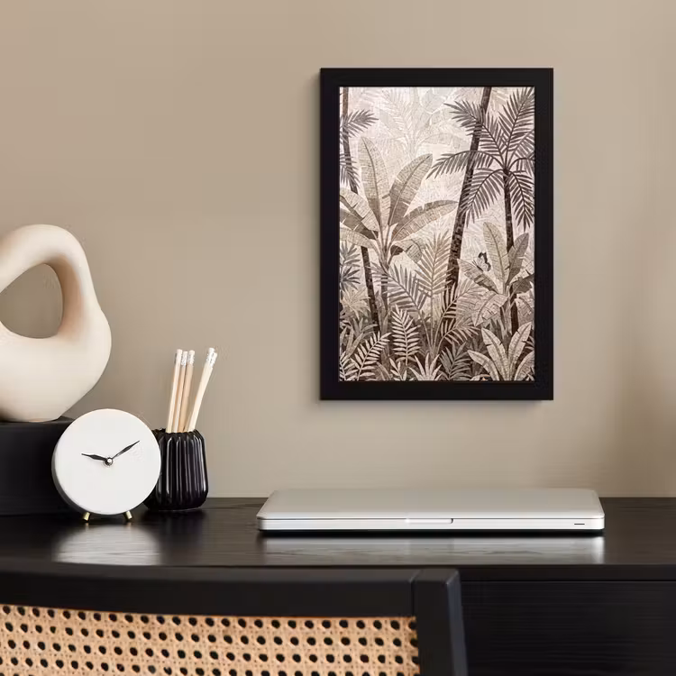 Poster met lijst - Natuur - Bladeren - Landschap - Mozaïek - Beige — 3