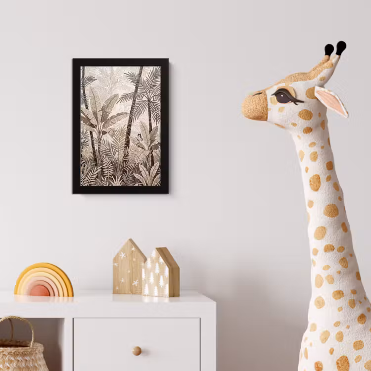 Poster met lijst - Natuur - Bladeren - Landschap - Mozaïek - Beige — 5