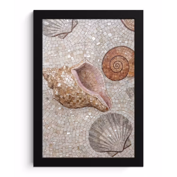 Poster met lijst - Schelp - Mozaïek - Zee - Beige - Modern — 1