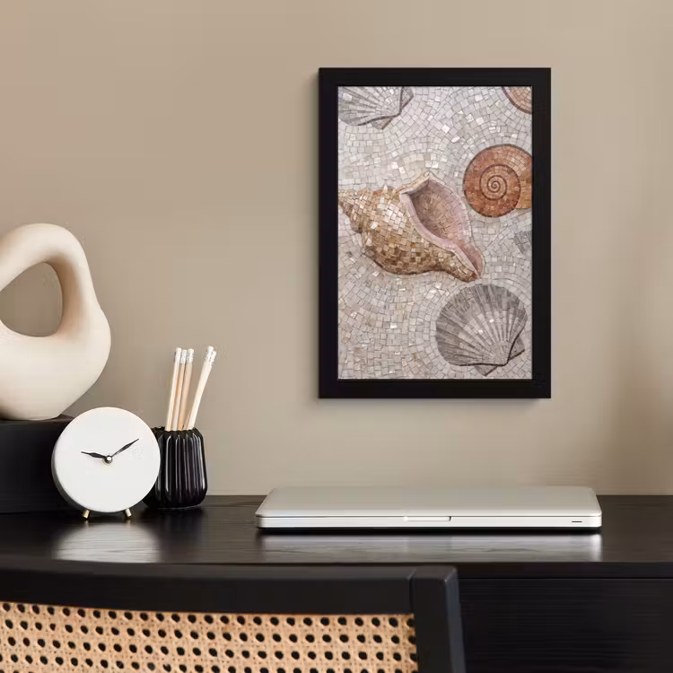 Poster met lijst - Schelp - Mozaïek - Zee - Beige - Modern — 3
