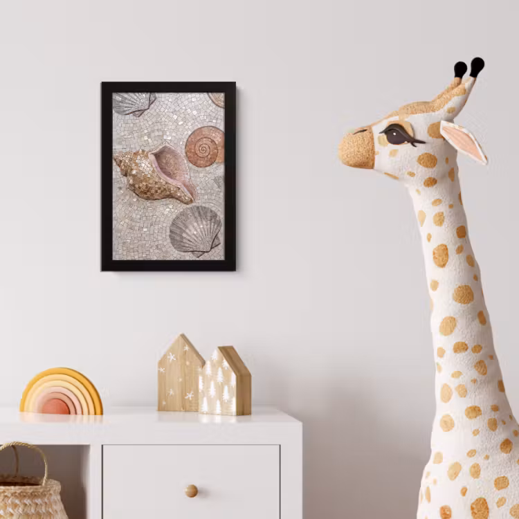 Poster met lijst - Schelp - Mozaïek - Zee - Beige - Modern — 5