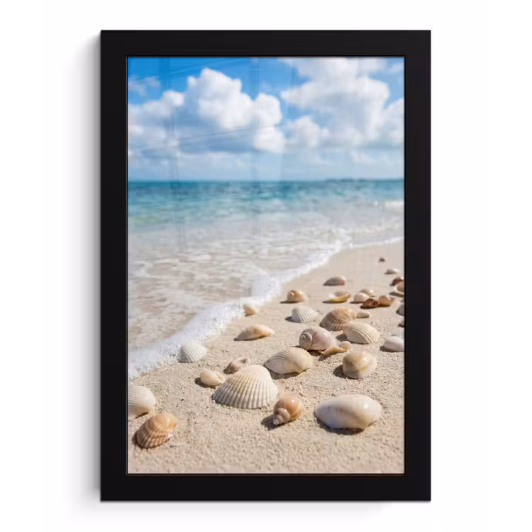 Poster met lijst - Schelpen - Strand - Natuur - Beige — 1