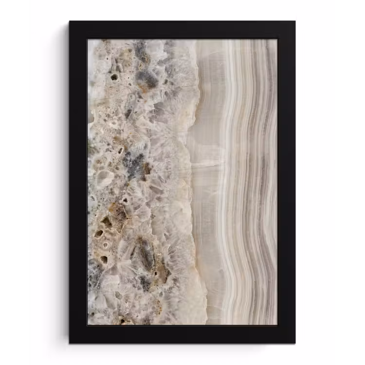 Poster met lijst - Steen - Textuur - Abstract - Beige - Wit — 1