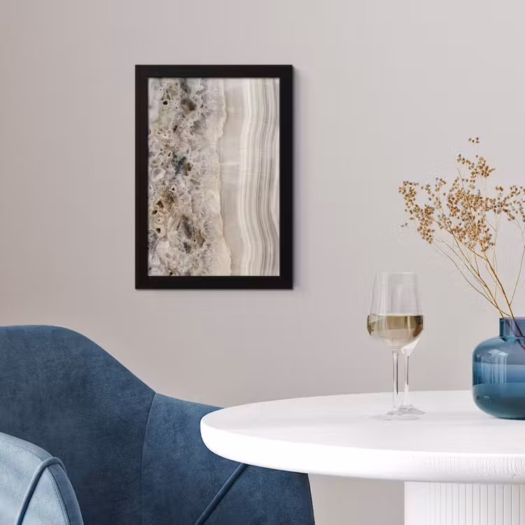 Poster met lijst - Steen - Textuur - Abstract - Beige - Wit — 2