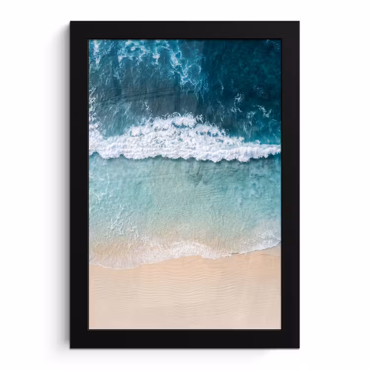 Poster met lijst - Strand - Zee - Golven - Natuur - Blauw — 1