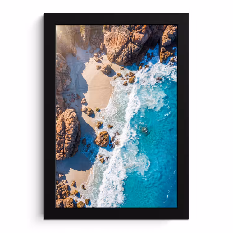 Poster met lijst - Strand - Zee - Rotsen - Natuur - Blauw — 1
