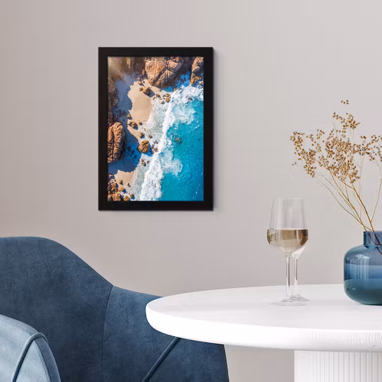 Poster met lijst - Strand - Zee - Rotsen - Natuur - Blauw — 2