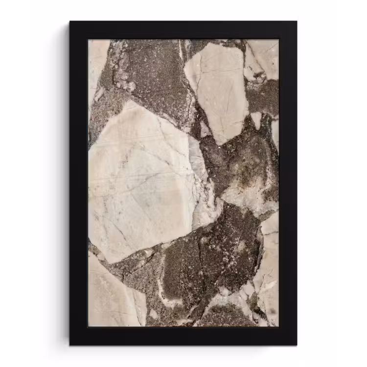 Poster met lijst - Textuur - Marmer - Abstract - Beige - Bruin — 1