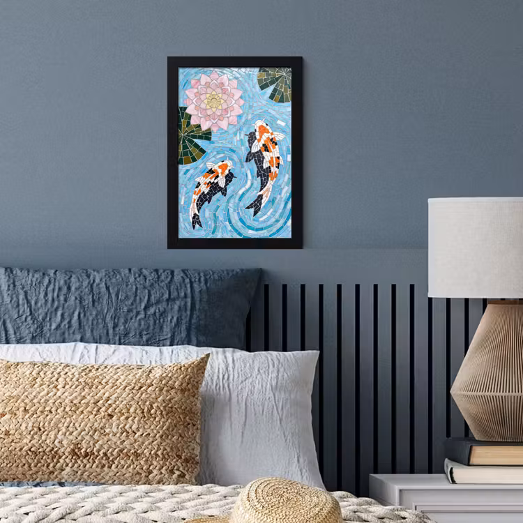 Poster met lijst - Vis - Water - Natuur - Mozaïek - Blauw — 4