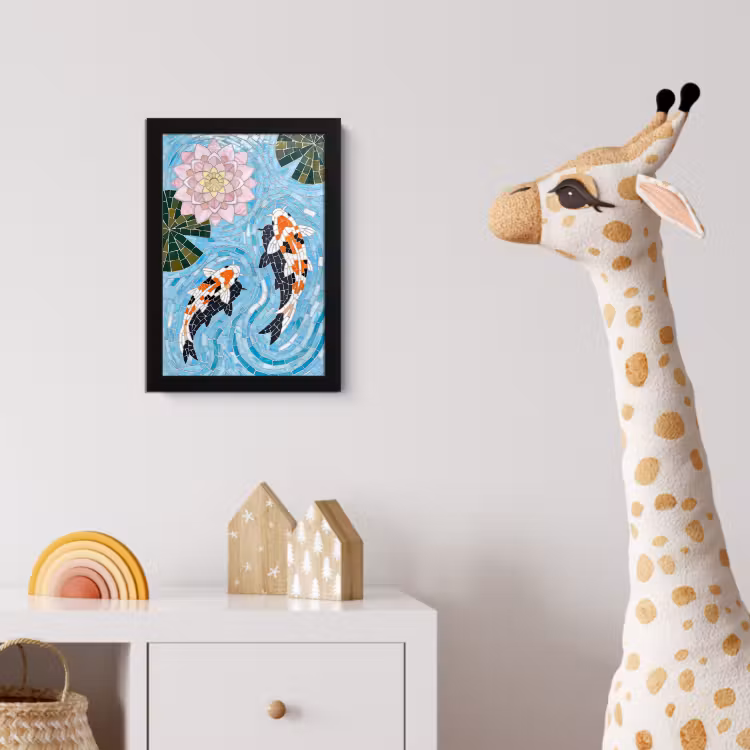 Poster met lijst - Vis - Water - Natuur - Mozaïek - Blauw — 5
