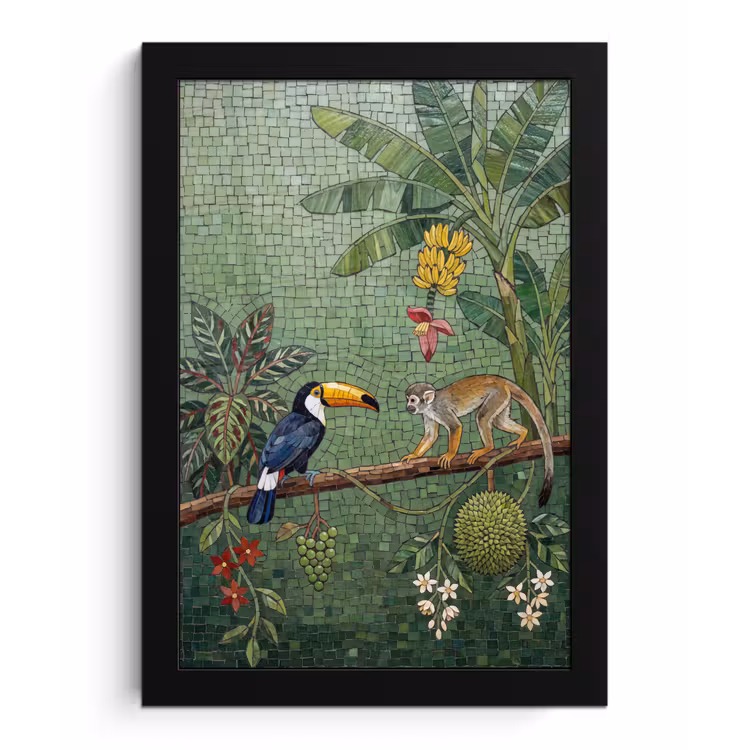 Poster met lijst - Vogel - Dier - Jungle - Mozaïek - Natuur — 1