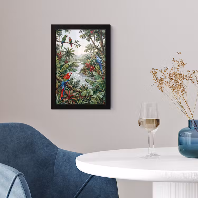 Poster met lijst - Vogel - Jungle - Natuur - Mozaïek - Groen — 2