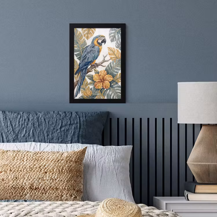 Poster met lijst - Vogel - Tak - Natuur - Mozaïek - Blauw — 4