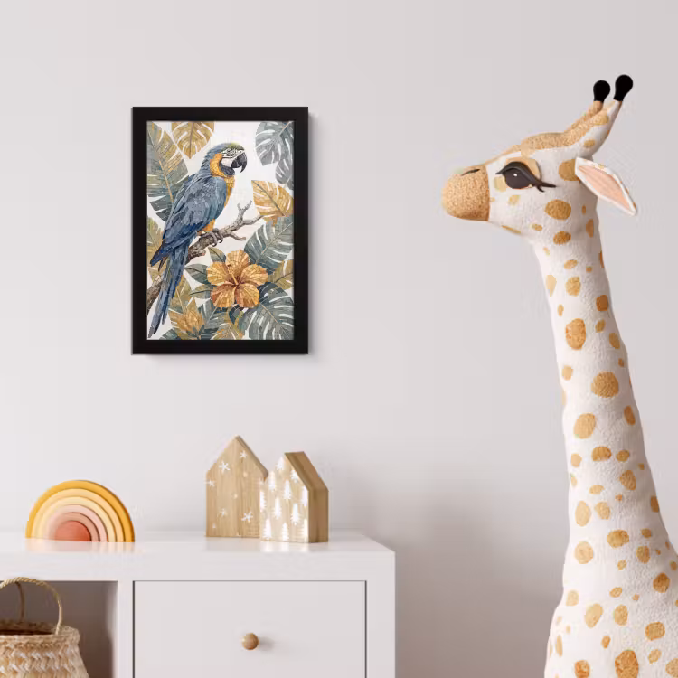 Poster met lijst - Vogel - Tak - Natuur - Mozaïek - Blauw — 5