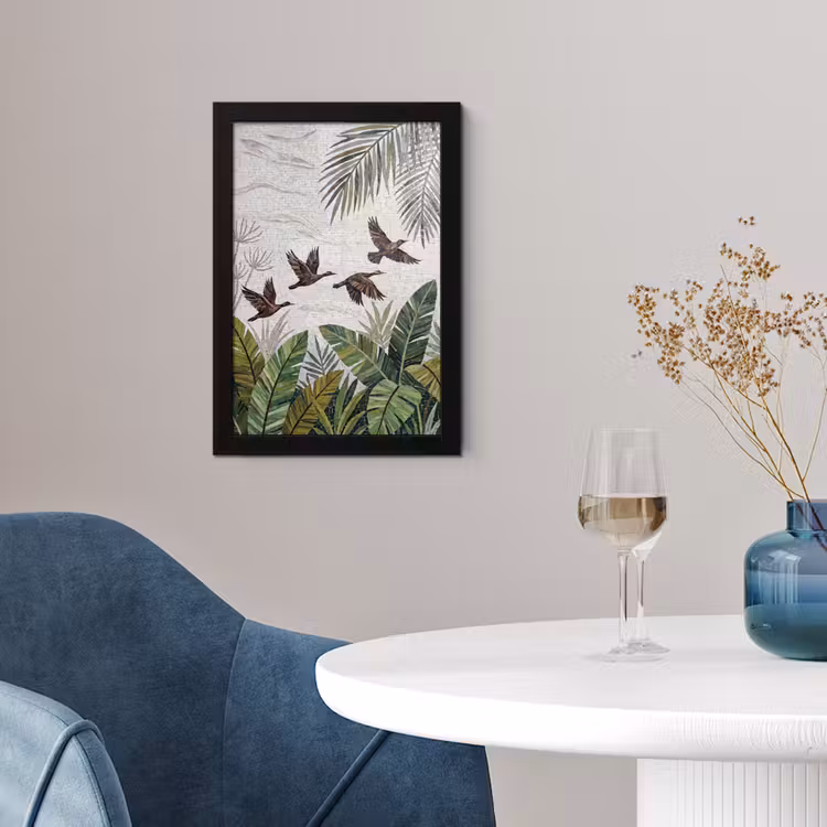Poster met lijst - Vogel - Vliegend - Tropisch - Mozaïek - Groen — 2