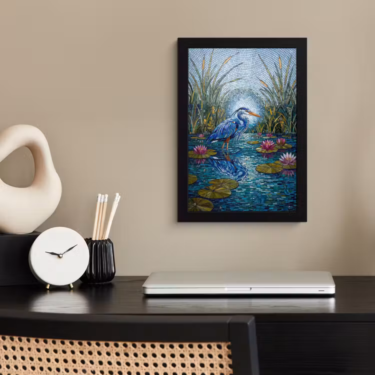 Poster met lijst - Vogel - Water - Natuur - Abstract - Blauw — 3