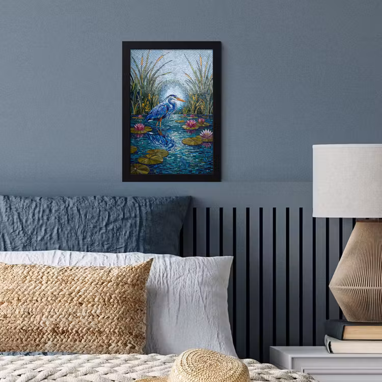 Poster met lijst - Vogel - Water - Natuur - Abstract - Blauw — 4