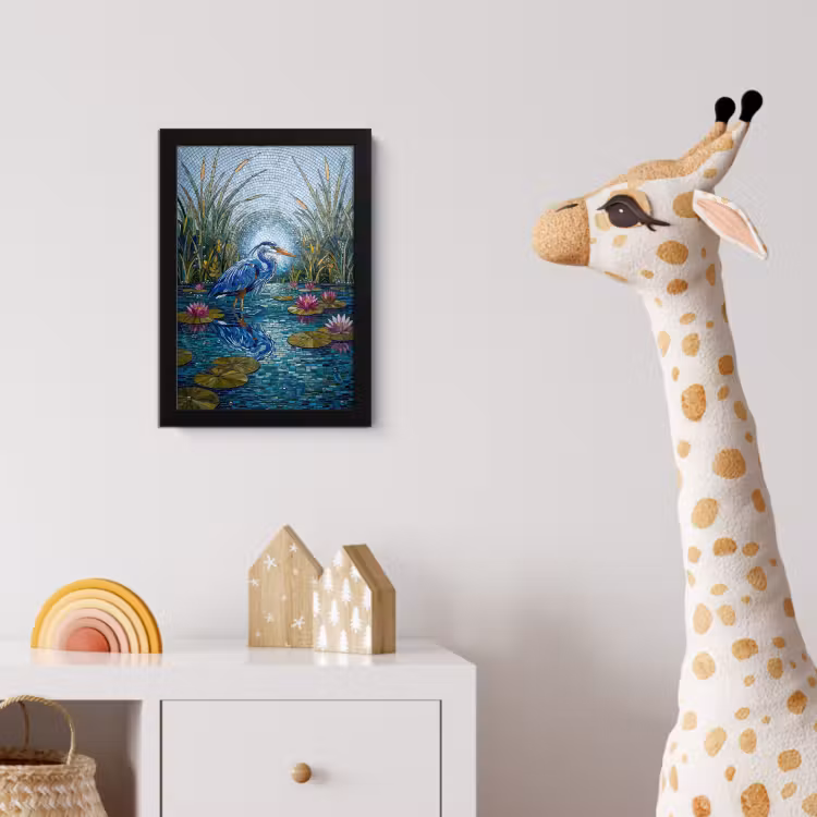 Poster met lijst - Vogel - Water - Natuur - Abstract - Blauw — 5
