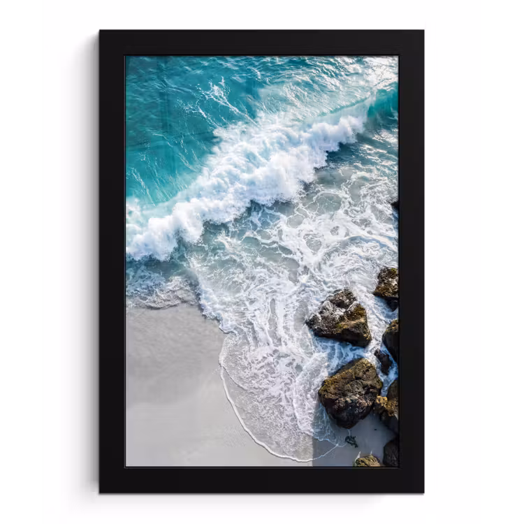 Poster met lijst - Zee - Golf - Strand - Natuur - Blauw — 1