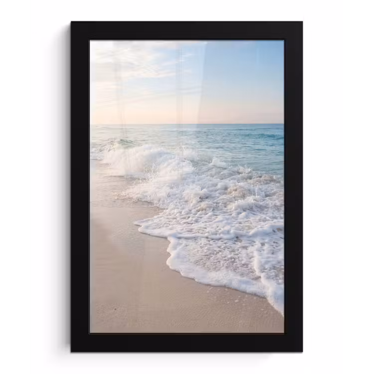 Poster met lijst - Zee - Golven - Strand - Natuur - Wit — 1