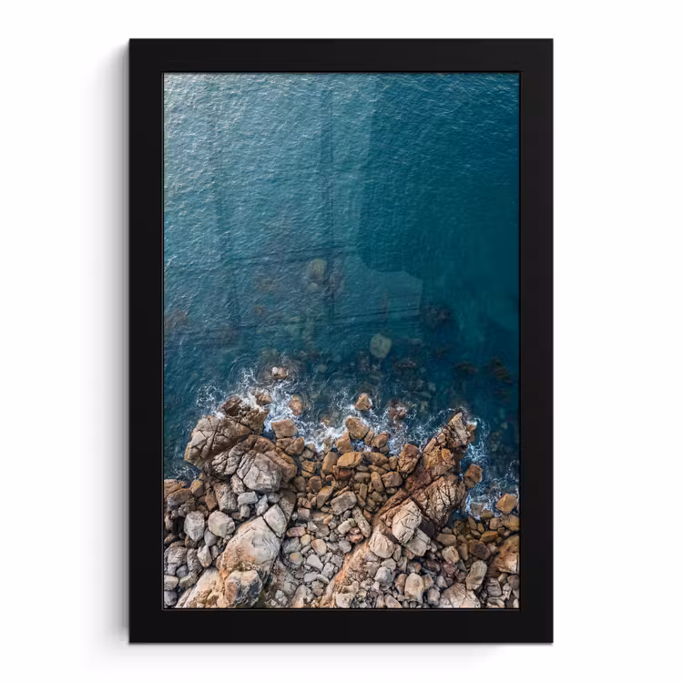 Poster met lijst - Zee - Kustlijn - Natuur - Abstract - Blauw — 1