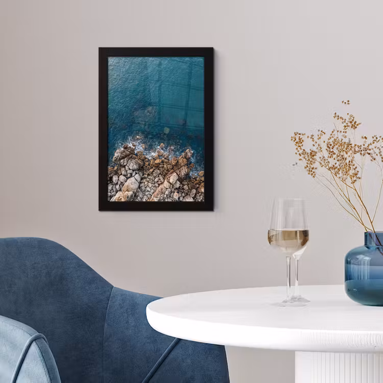 Poster met lijst - Zee - Kustlijn - Natuur - Abstract - Blauw — 2