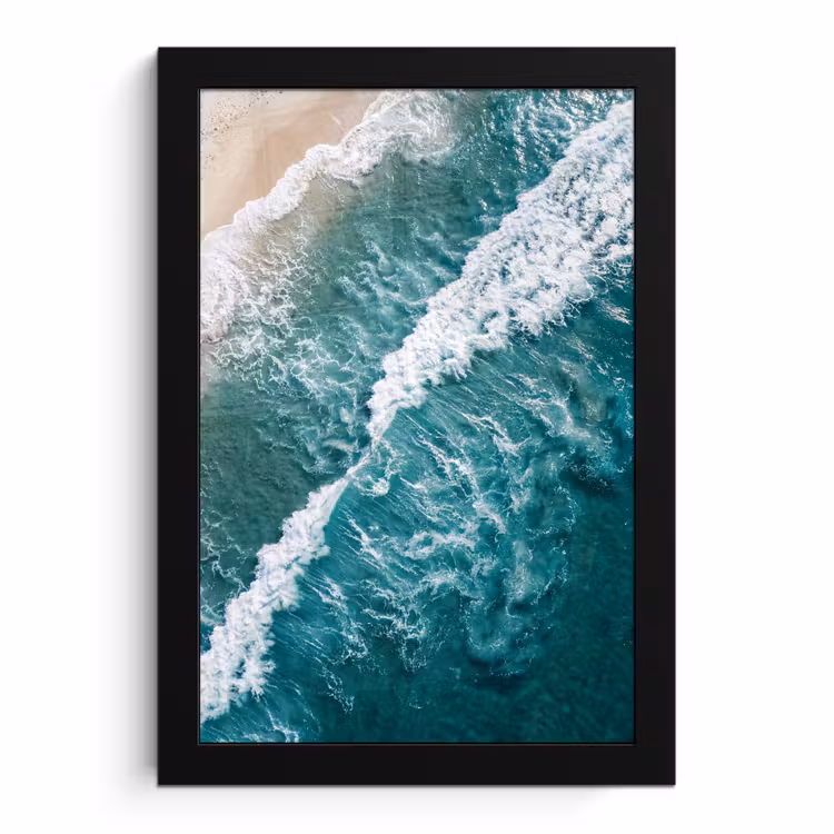 Poster met lijst - Zee - Strand - Golven - Natuur - Blauw — 1
