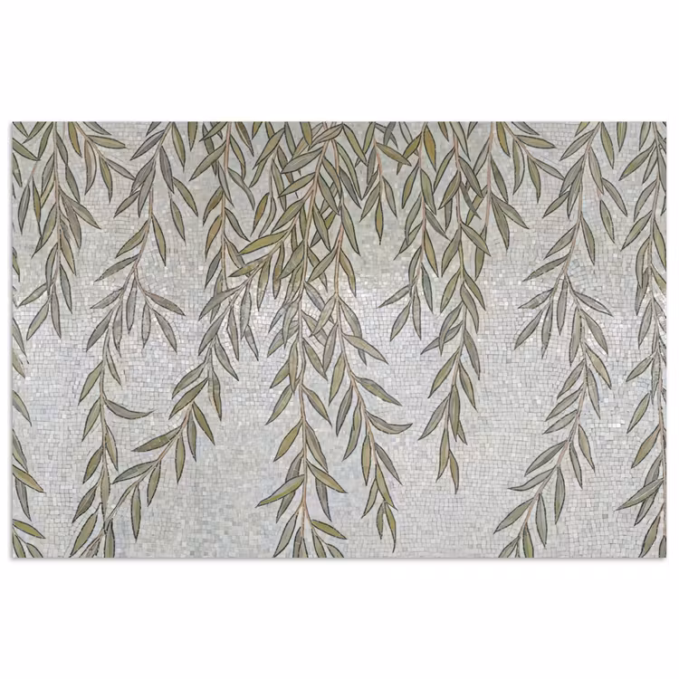 Poster - Planten - Mozaïek - Patroon - Groen - Blauw — 1