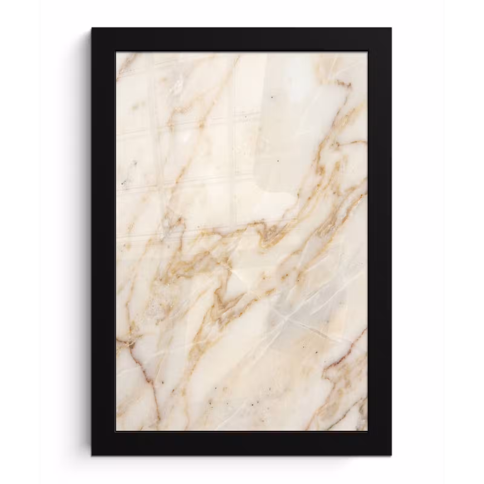 Poster met lijst - Marmer - Ader - Abstract - Wit - Goud — 1