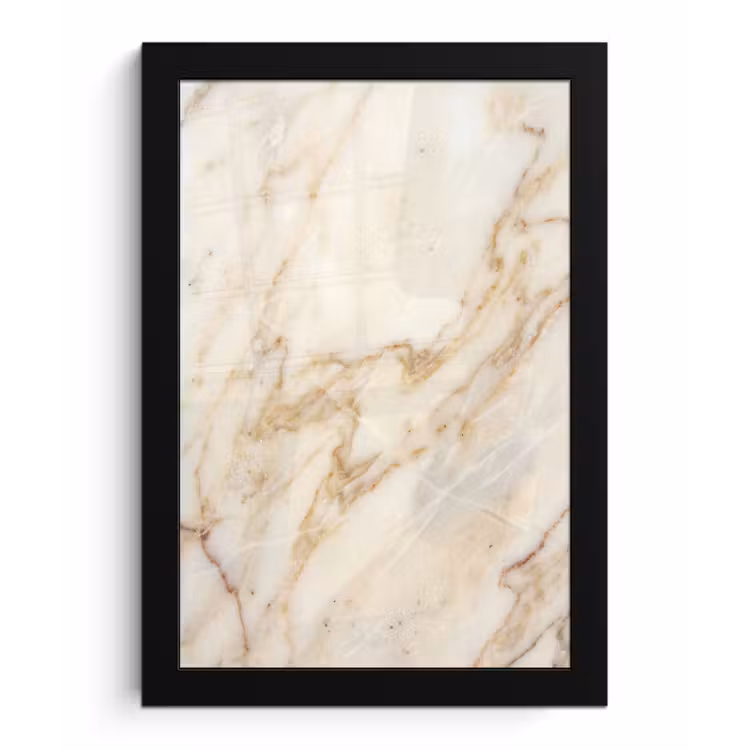 Poster met lijst - Marmer - Ader - Abstract - Wit - Goud — 1