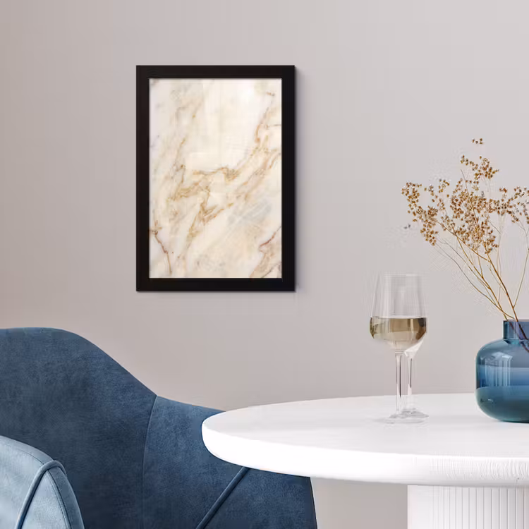 Poster met lijst - Marmer - Ader - Abstract - Wit - Goud — 2