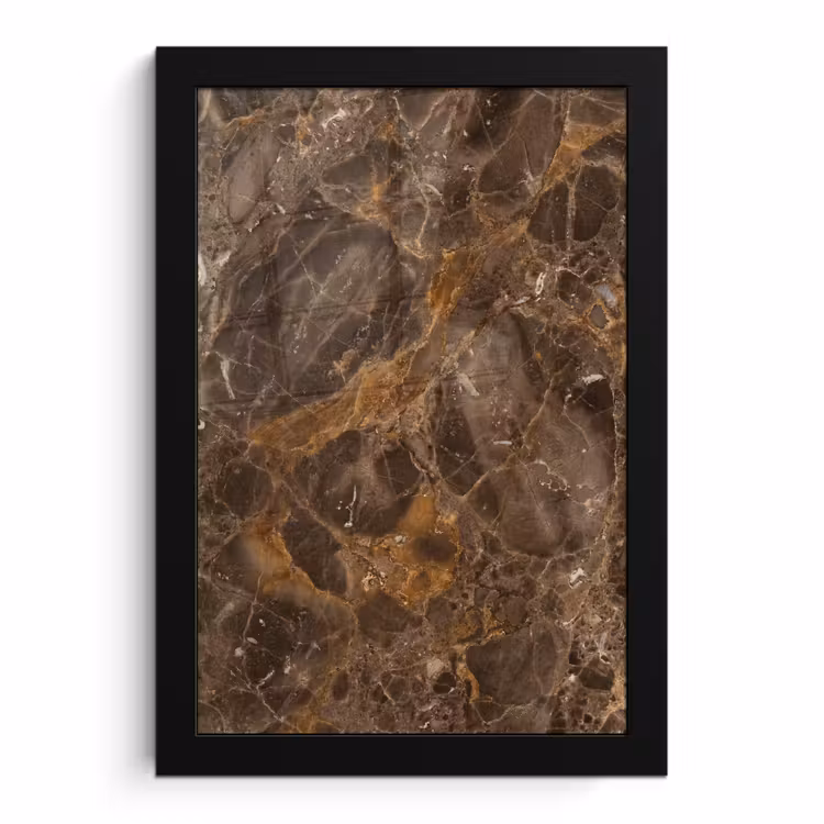 Poster met lijst - Marmer - Patroon - Natuur - Bruin - Goud — 1