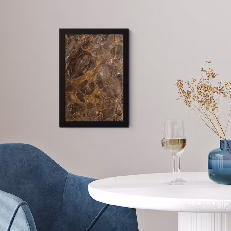 Poster met lijst - Marmer - Patroon - Natuur - Bruin - Goud — 2